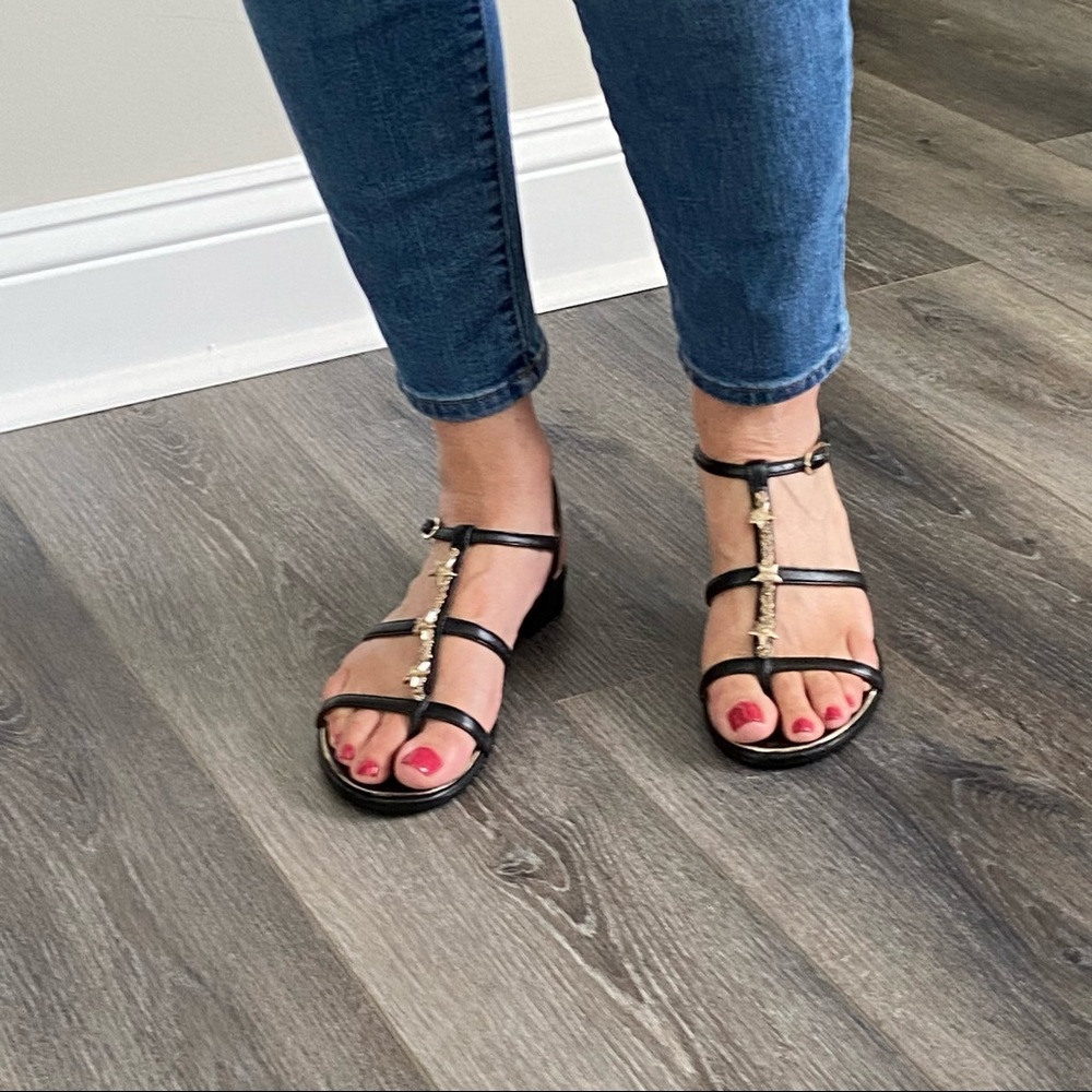 CHANEL Black and Gold Women Sandals